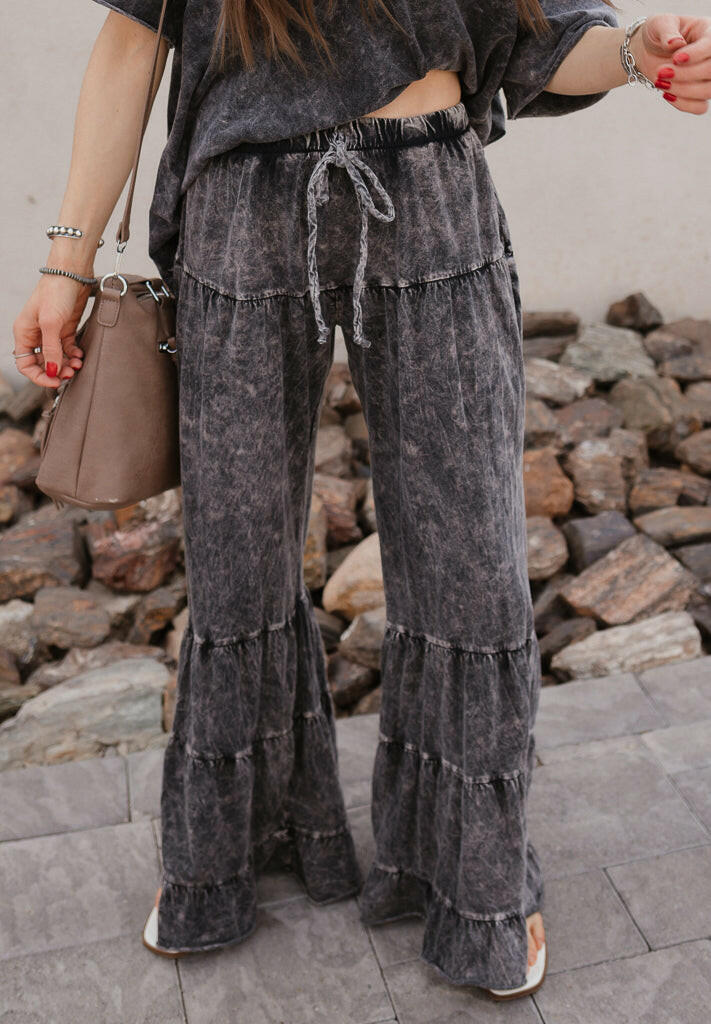 Rambling Rose Mineral Wash Flare LoungePants-Pants-Krush Kandy, Women's Online Fashion Boutique Located in Phoenix, Arizona (Scottsdale Area)