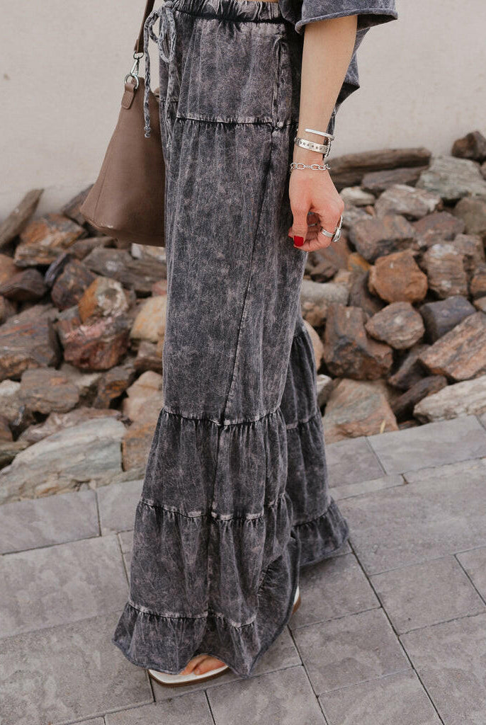 Rambling Rose Mineral Wash Flare LoungePants-Pants-Krush Kandy, Women's Online Fashion Boutique Located in Phoenix, Arizona (Scottsdale Area)