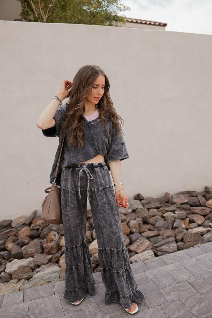 Rambling Rose Mineral Wash Flare LoungePants-Pants-Krush Kandy, Women's Online Fashion Boutique Located in Phoenix, Arizona (Scottsdale Area)