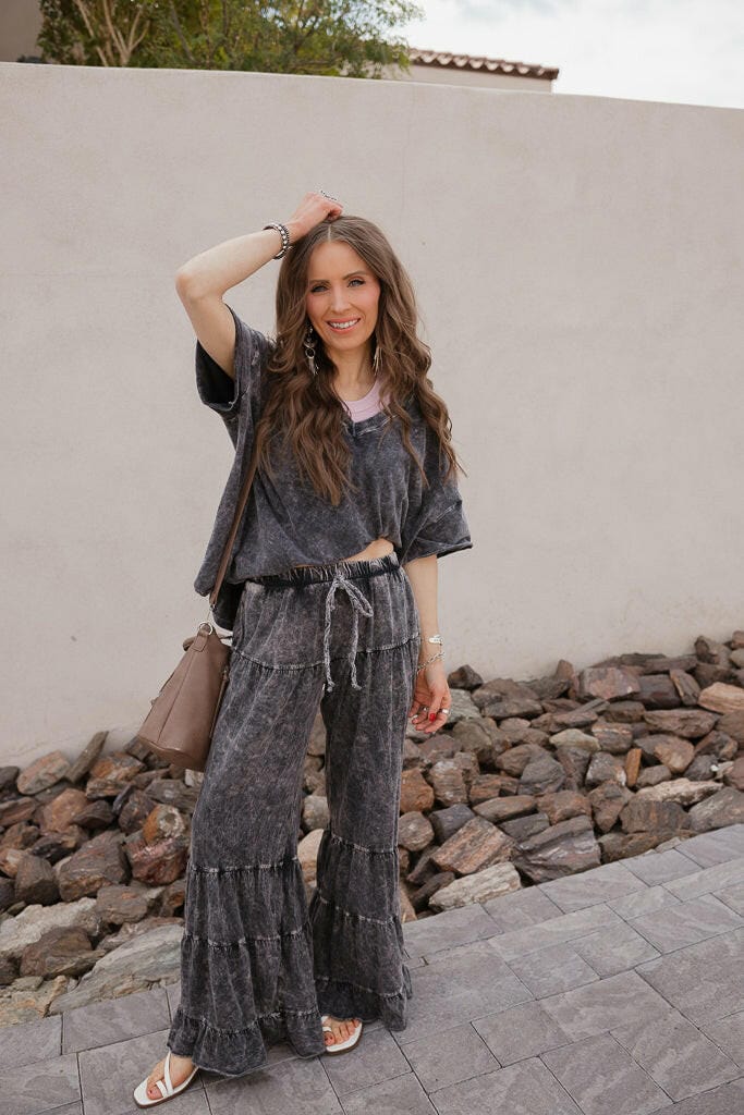 Rambling Rose Mineral Wash Flare LoungePants-Pants-Krush Kandy, Women's Online Fashion Boutique Located in Phoenix, Arizona (Scottsdale Area)