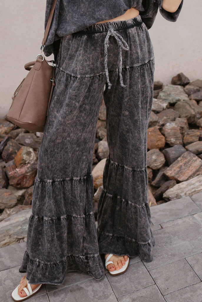 Rambling Rose Mineral Wash Flare LoungePants-Pants-Krush Kandy, Women's Online Fashion Boutique Located in Phoenix, Arizona (Scottsdale Area)