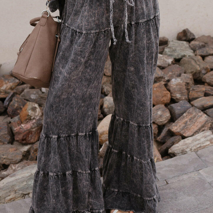 Rambling Rose Mineral Wash Flare LoungePants-Pants-Krush Kandy, Women's Online Fashion Boutique Located in Phoenix, Arizona (Scottsdale Area)