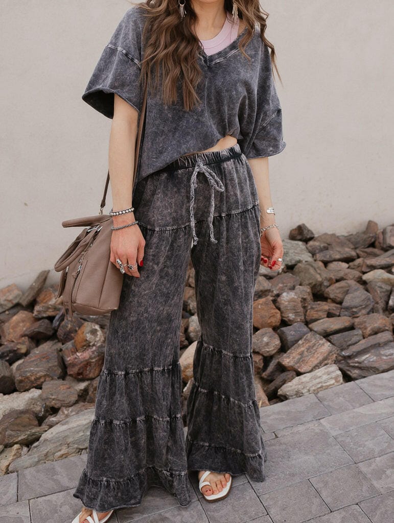 Rambling Rose Mineral Wash Flare LoungePants-Pants-Krush Kandy, Women's Online Fashion Boutique Located in Phoenix, Arizona (Scottsdale Area)