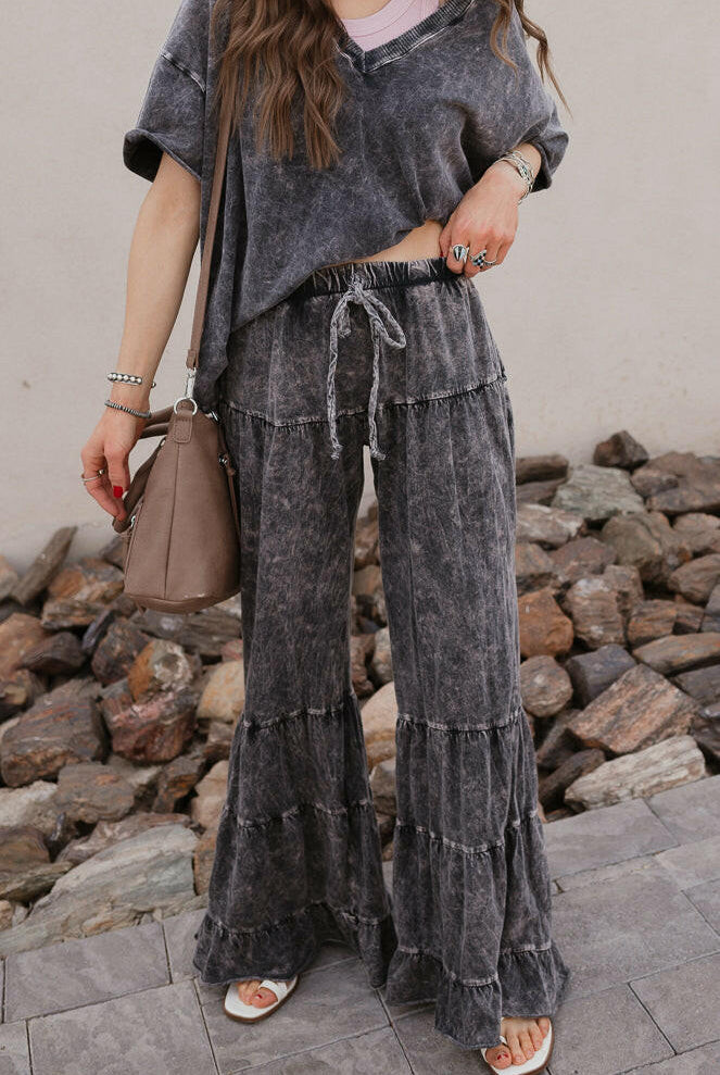 Rambling Rose Mineral Wash Flare LoungePants-Pants-Krush Kandy, Women's Online Fashion Boutique Located in Phoenix, Arizona (Scottsdale Area)