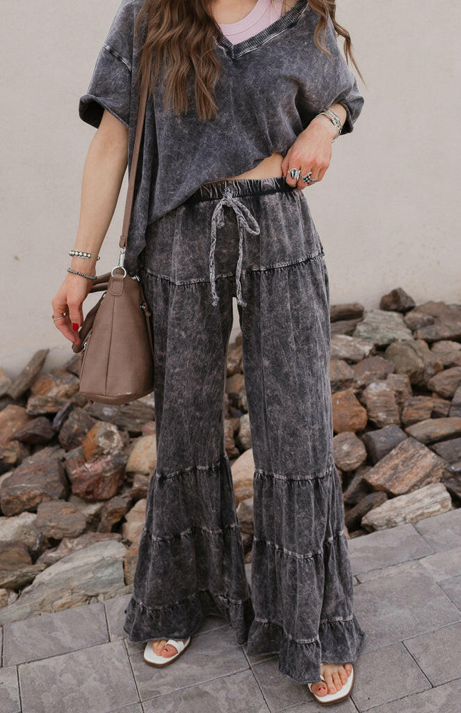 Rambling Rose Mineral Wash Flare LoungePants-Pants-Krush Kandy, Women's Online Fashion Boutique Located in Phoenix, Arizona (Scottsdale Area)