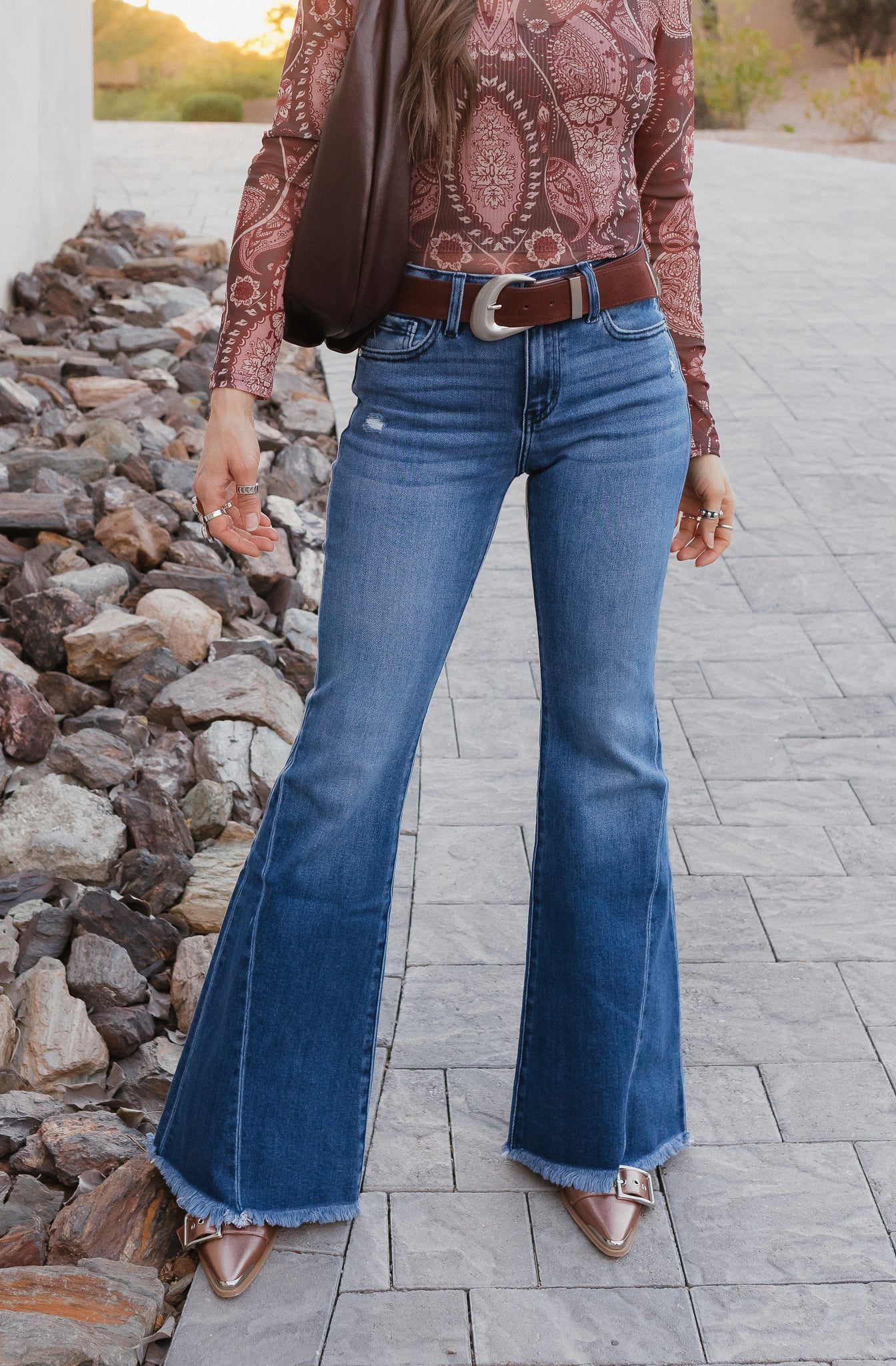 Sunset Stroll Kancan Mid-Rise Flare Jeans-Denim-Krush Kandy, Women's Online Fashion Boutique Located in Phoenix, Arizona (Scottsdale Area)