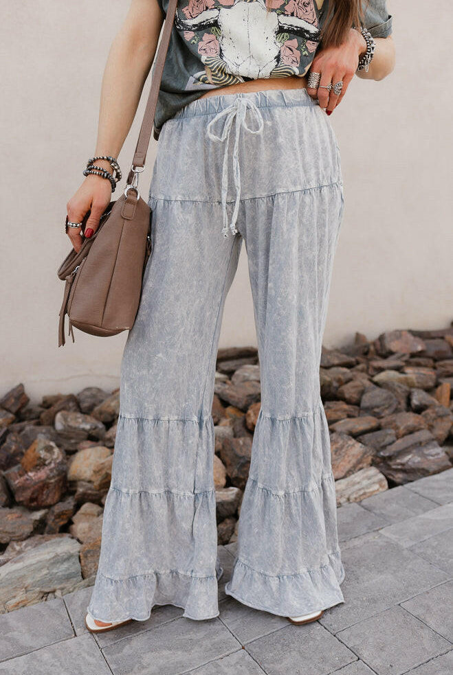 Rambling Rose Mineral Wash Flare LoungePants-Pants-Krush Kandy, Women's Online Fashion Boutique Located in Phoenix, Arizona (Scottsdale Area)