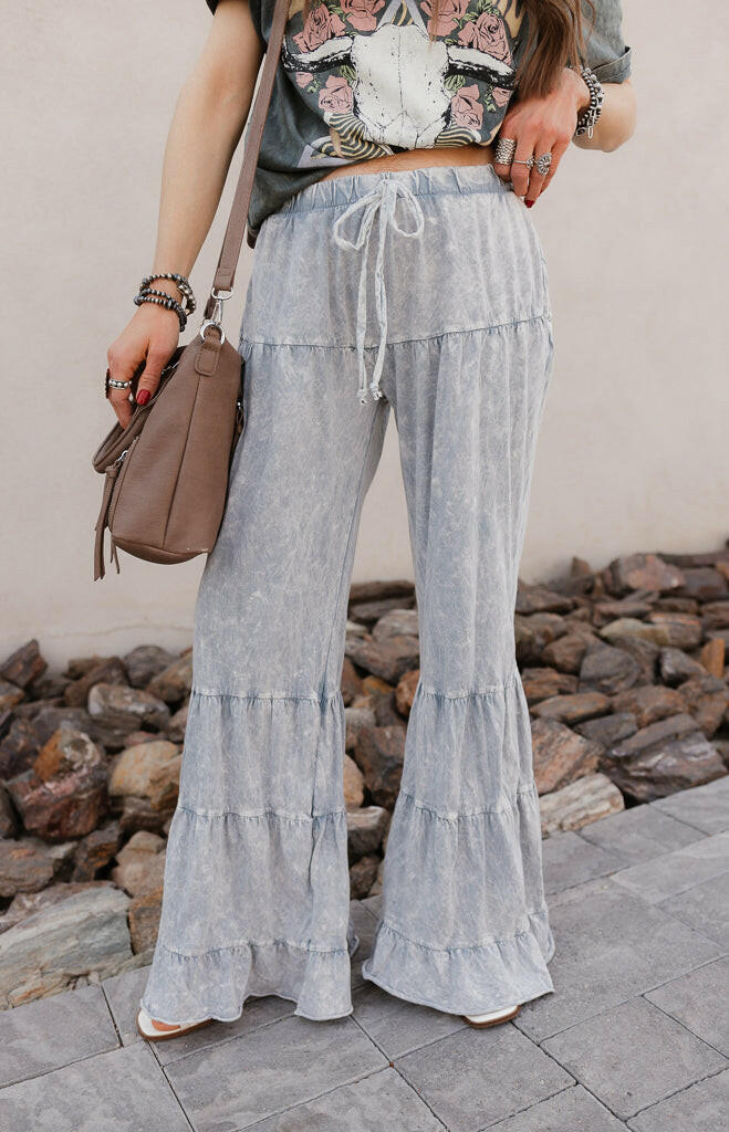 Rambling Rose Mineral Wash Flare LoungePants-Pants-Krush Kandy, Women's Online Fashion Boutique Located in Phoenix, Arizona (Scottsdale Area)