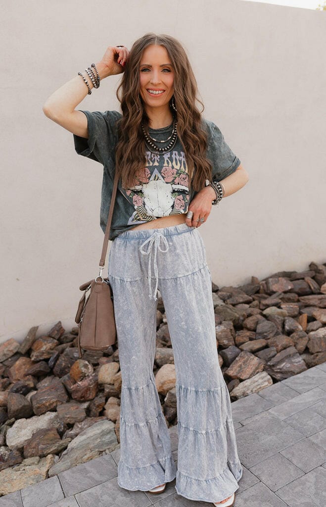 Rambling Rose Mineral Wash Flare LoungePants-Pants-Krush Kandy, Women's Online Fashion Boutique Located in Phoenix, Arizona (Scottsdale Area)