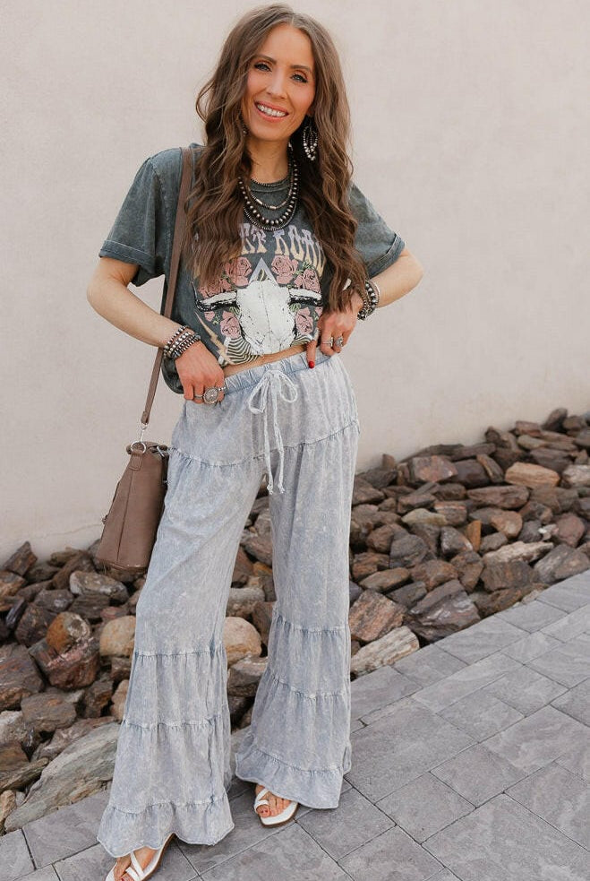 Rambling Rose Mineral Wash Flare LoungePants-Pants-Krush Kandy, Women's Online Fashion Boutique Located in Phoenix, Arizona (Scottsdale Area)