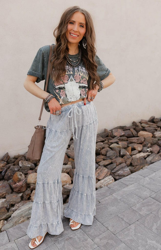 Rambling Rose Mineral Wash Flare LoungePants-Pants-Krush Kandy, Women's Online Fashion Boutique Located in Phoenix, Arizona (Scottsdale Area)