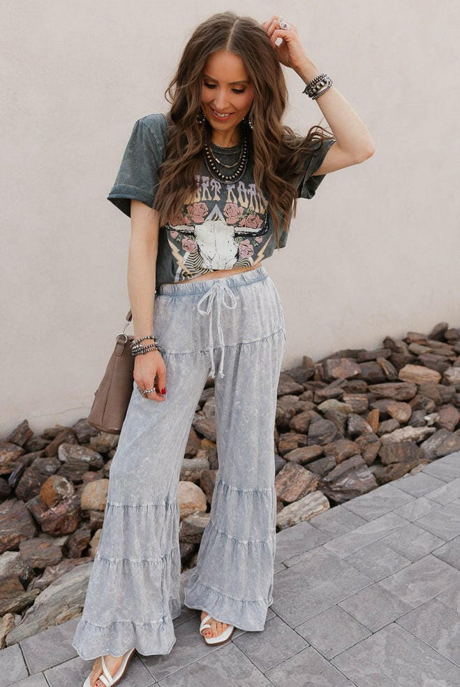 Rambling Rose Mineral Wash Flare LoungePants-Pants-Krush Kandy, Women's Online Fashion Boutique Located in Phoenix, Arizona (Scottsdale Area)