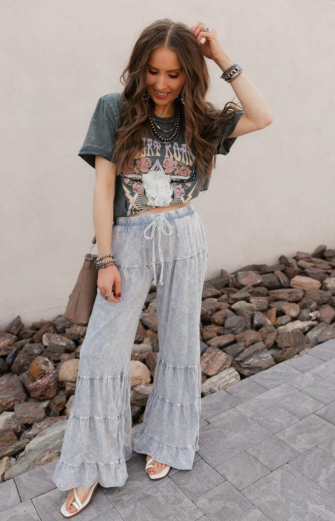 Rambling Rose Mineral Wash Flare LoungePants-Pants-Krush Kandy, Women's Online Fashion Boutique Located in Phoenix, Arizona (Scottsdale Area)