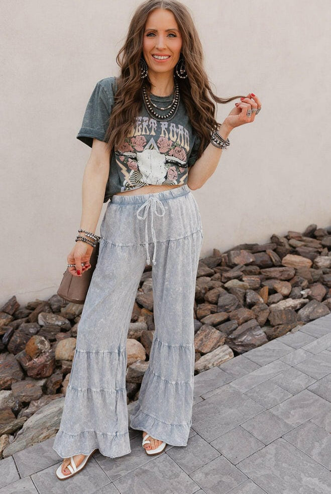 Rambling Rose Mineral Wash Flare LoungePants-Pants-Krush Kandy, Women's Online Fashion Boutique Located in Phoenix, Arizona (Scottsdale Area)