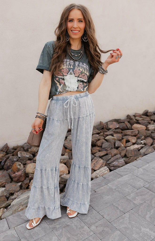 Rambling Rose Mineral Wash Flare LoungePants-Pants-Krush Kandy, Women's Online Fashion Boutique Located in Phoenix, Arizona (Scottsdale Area)