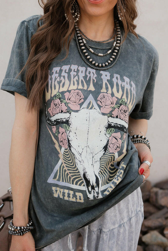 Desert Road Wild West Graphic Top-Graphic Tees-Krush Kandy, Women's Online Fashion Boutique Located in Phoenix, Arizona (Scottsdale Area)