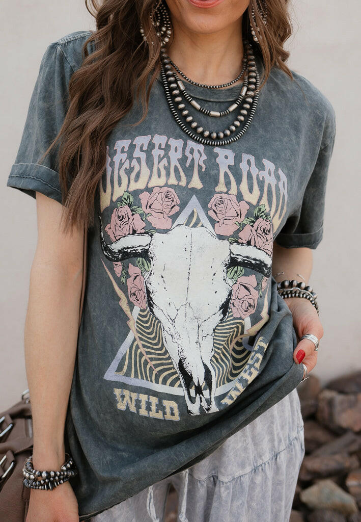 Desert Road Wild West Graphic Top-Graphic Tees-Krush Kandy, Women's Online Fashion Boutique Located in Phoenix, Arizona (Scottsdale Area)