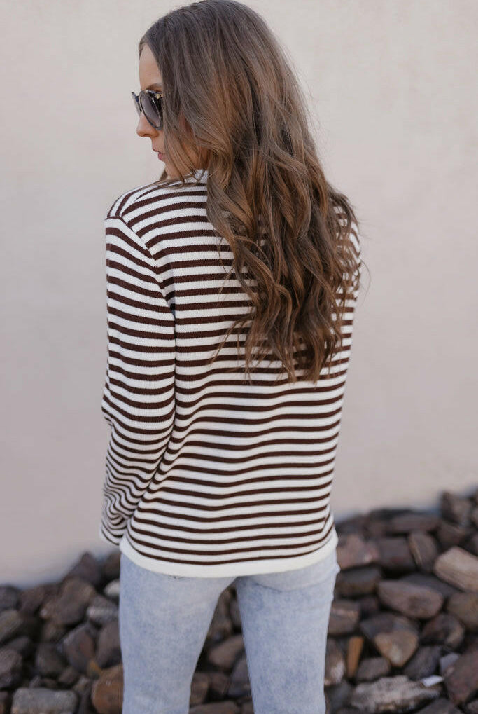 Long Sleeve Stripe Sweater-Sweaters-Krush Kandy, Women's Online Fashion Boutique Located in Phoenix, Arizona (Scottsdale Area)
