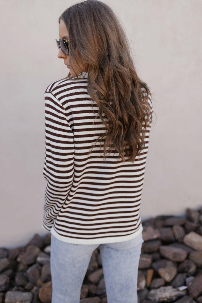 Long Sleeve Stripe Sweater-Sweaters-Krush Kandy, Women's Online Fashion Boutique Located in Phoenix, Arizona (Scottsdale Area)
