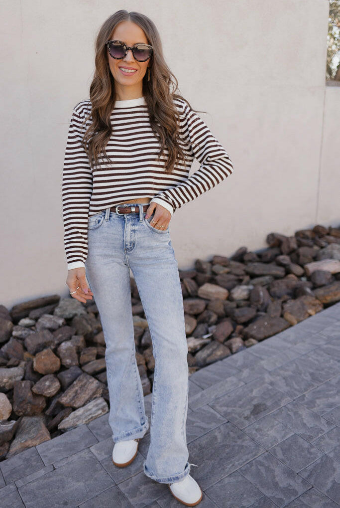 Long Sleeve Stripe Sweater-Sweaters-Krush Kandy, Women's Online Fashion Boutique Located in Phoenix, Arizona (Scottsdale Area)