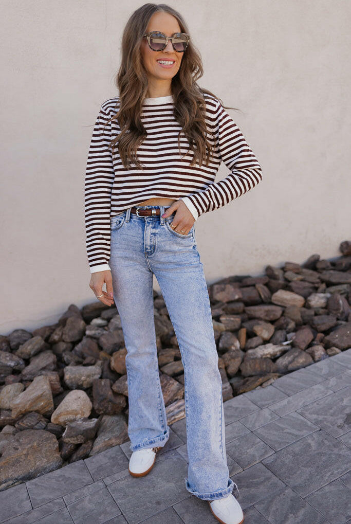 Long Sleeve Stripe Sweater-Sweaters-Krush Kandy, Women's Online Fashion Boutique Located in Phoenix, Arizona (Scottsdale Area)