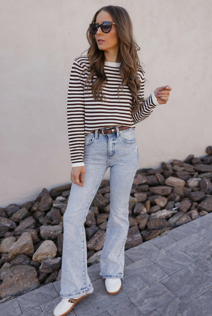 Long Sleeve Stripe Sweater-Sweaters-Krush Kandy, Women's Online Fashion Boutique Located in Phoenix, Arizona (Scottsdale Area)