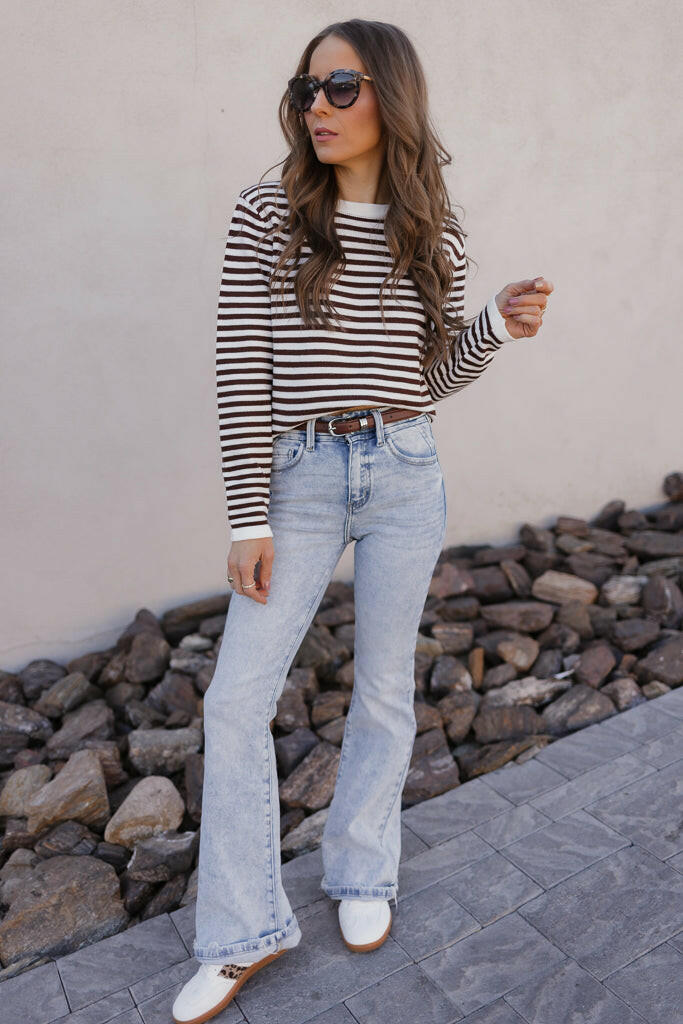 Long Sleeve Stripe Sweater-Sweaters-Krush Kandy, Women's Online Fashion Boutique Located in Phoenix, Arizona (Scottsdale Area)