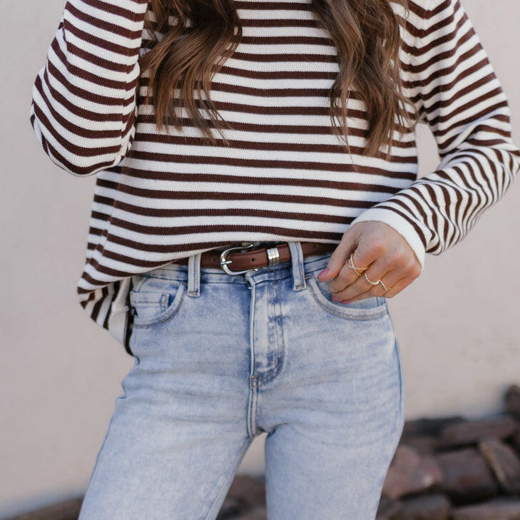 Long Sleeve Stripe Sweater-Sweaters-Krush Kandy, Women's Online Fashion Boutique Located in Phoenix, Arizona (Scottsdale Area)