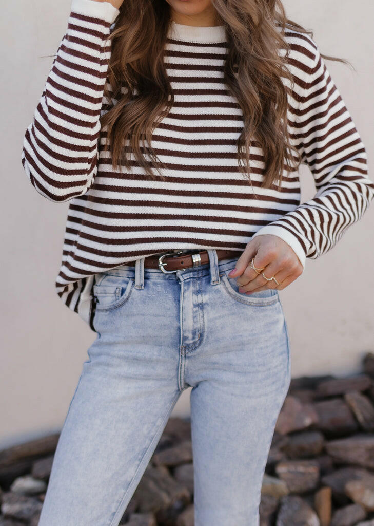 Long Sleeve Stripe Sweater-Sweaters-Krush Kandy, Women's Online Fashion Boutique Located in Phoenix, Arizona (Scottsdale Area)