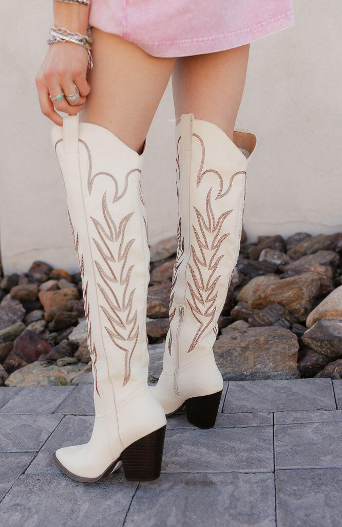 CELINA Embroidered Knee-High Boots-Shoes-Krush Kandy, Women's Online Fashion Boutique Located in Phoenix, Arizona (Scottsdale Area)