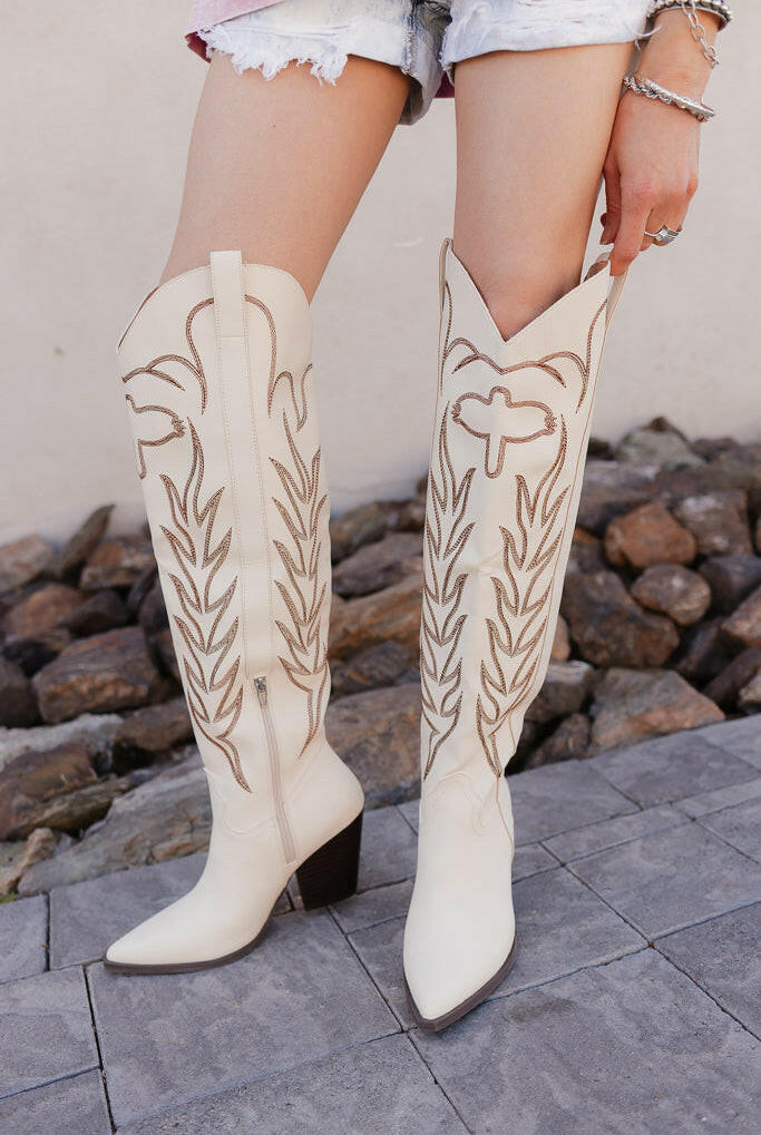 CELINA Embroidered Knee-High Boots-Shoes-Krush Kandy, Women's Online Fashion Boutique Located in Phoenix, Arizona (Scottsdale Area)