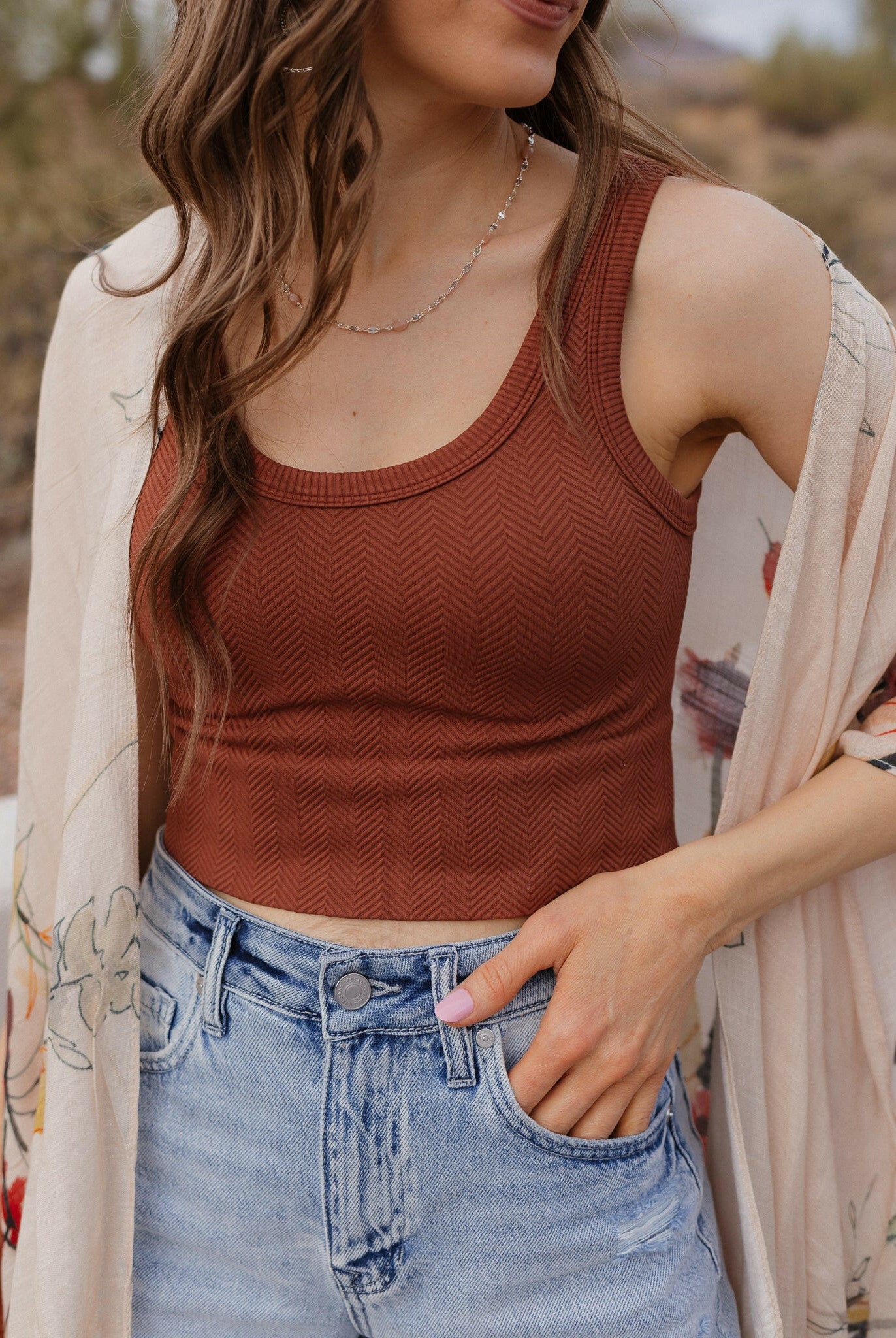 NIKIBIKI Reversible Herringbone Tank Top-Tanks-Krush Kandy, Women's Online Fashion Boutique Located in Phoenix, Arizona (Scottsdale Area)