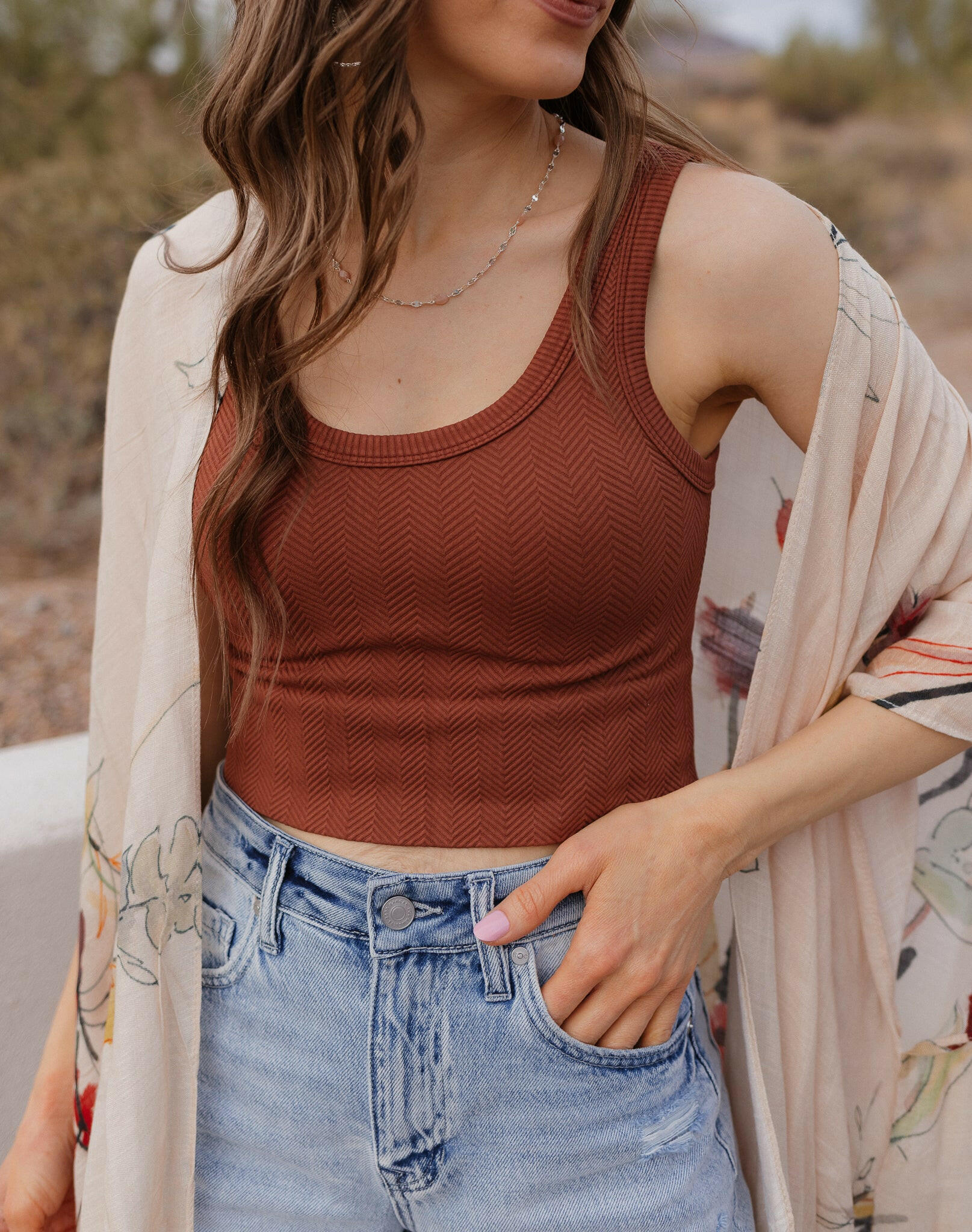 NIKIBIKI Reversible Herringbone Tank Top-Tanks-Krush Kandy, Women's Online Fashion Boutique Located in Phoenix, Arizona (Scottsdale Area)