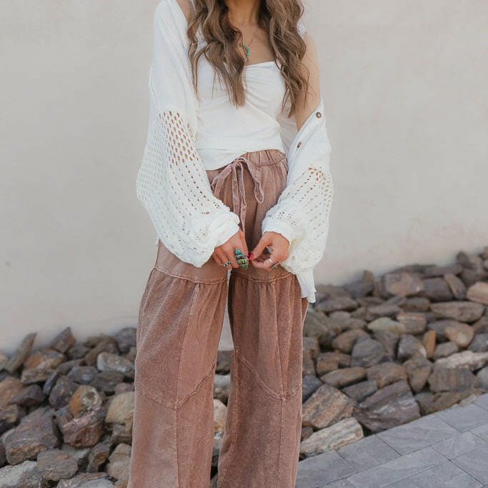 Desert Daze Mineral Wash Wide-Leg Pants-Bottoms-Krush Kandy, Women's Online Fashion Boutique Located in Phoenix, Arizona (Scottsdale Area)