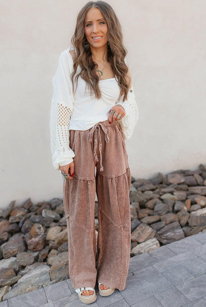 Desert Daze Mineral Wash Wide-Leg Pants-Bottoms-Krush Kandy, Women's Online Fashion Boutique Located in Phoenix, Arizona (Scottsdale Area)