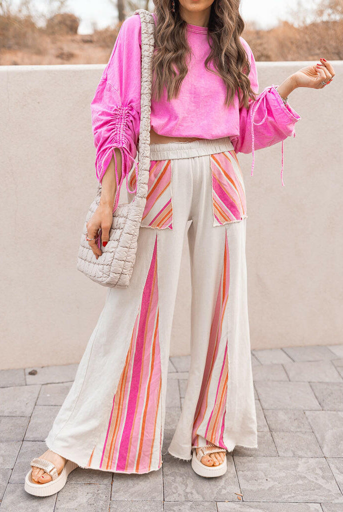 Boho Breeze Striped Wide-Leg Pants-Bottoms-Krush Kandy, Women's Online Fashion Boutique Located in Phoenix, Arizona (Scottsdale Area)