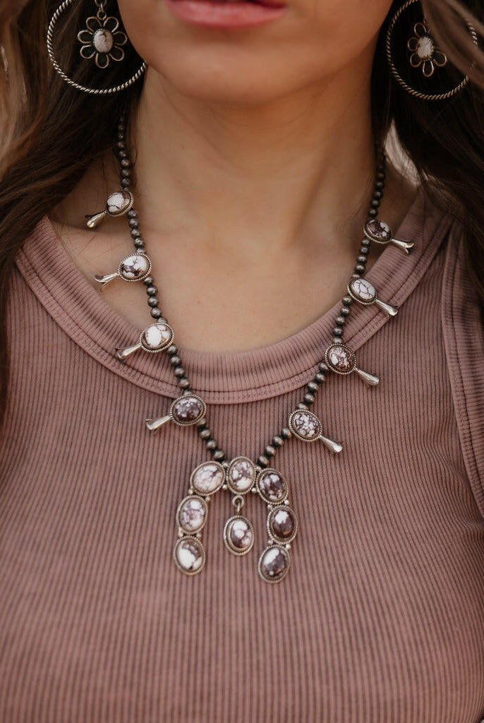 Horseshoe Blossom Desert Pearl Necklace MADE TO ORDER-Squash Blossom Necklaces-Krush Kandy, Women's Online Fashion Boutique Located in Phoenix, Arizona (Scottsdale Area)