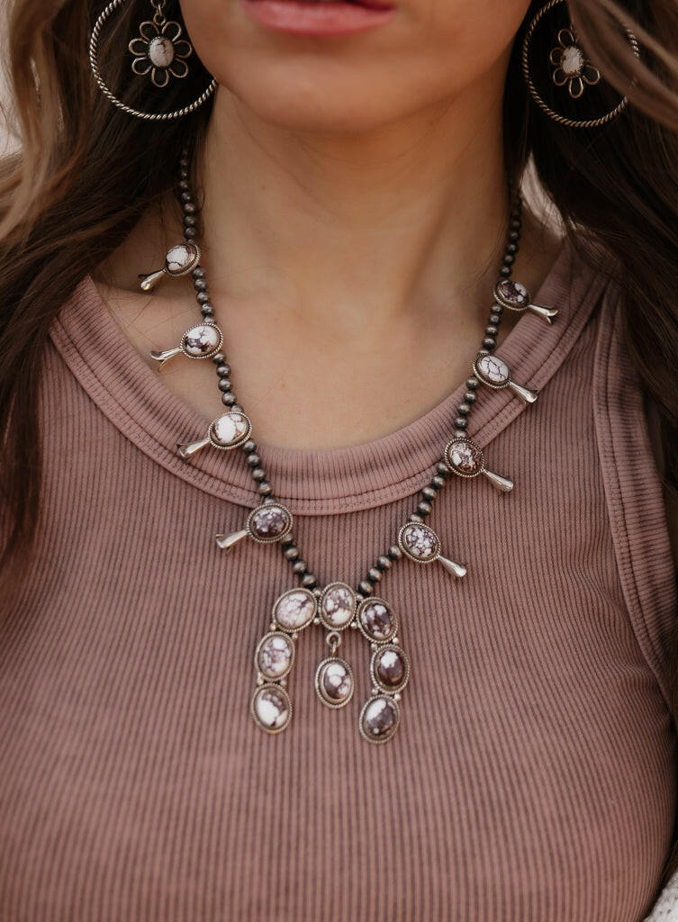 Horseshoe Blossom Desert Pearl Necklace MADE TO ORDER-Squash Blossom Necklaces-Krush Kandy, Women's Online Fashion Boutique Located in Phoenix, Arizona (Scottsdale Area)