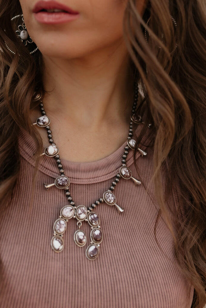 Horseshoe Blossom Desert Pearl Necklace MADE TO ORDER-Squash Blossom Necklaces-Krush Kandy, Women's Online Fashion Boutique Located in Phoenix, Arizona (Scottsdale Area)