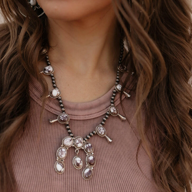 Horseshoe Blossom Desert Pearl Necklace MADE TO ORDER-Squash Blossom Necklaces-Krush Kandy, Women's Online Fashion Boutique Located in Phoenix, Arizona (Scottsdale Area)