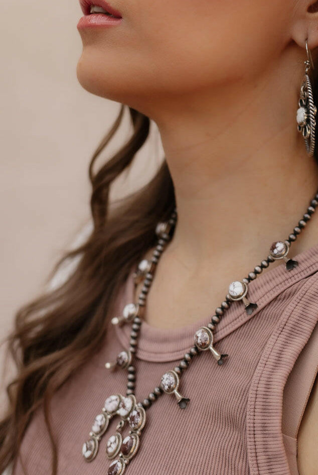 Horseshoe Blossom Desert Pearl Necklace MADE TO ORDER-Squash Blossom Necklaces-Krush Kandy, Women's Online Fashion Boutique Located in Phoenix, Arizona (Scottsdale Area)