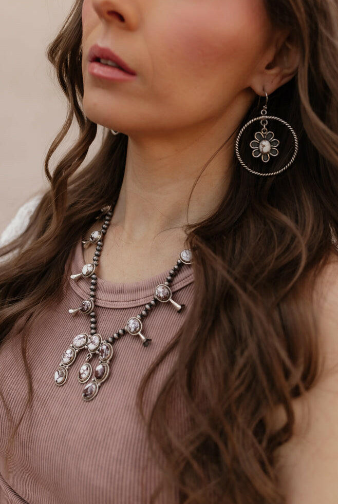 Horseshoe Blossom Desert Pearl Necklace MADE TO ORDER-Squash Blossom Necklaces-Krush Kandy, Women's Online Fashion Boutique Located in Phoenix, Arizona (Scottsdale Area)