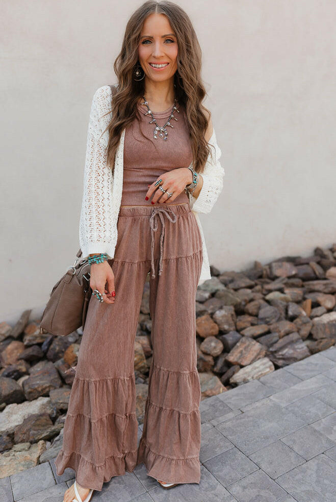 Rambling Rose Mineral Wash Flare LoungePants-Pants-Krush Kandy, Women's Online Fashion Boutique Located in Phoenix, Arizona (Scottsdale Area)