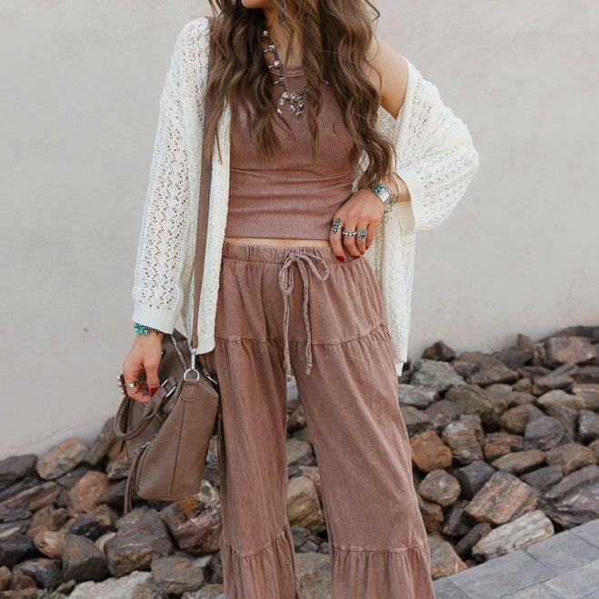 Rambling Rose Mineral Wash Flare LoungePants-Pants-Krush Kandy, Women's Online Fashion Boutique Located in Phoenix, Arizona (Scottsdale Area)