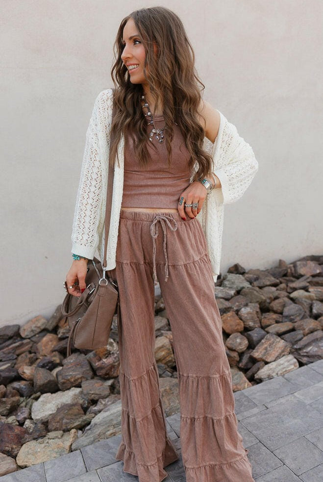 Rambling Rose Mineral Wash Flare LoungePants-Pants-Krush Kandy, Women's Online Fashion Boutique Located in Phoenix, Arizona (Scottsdale Area)