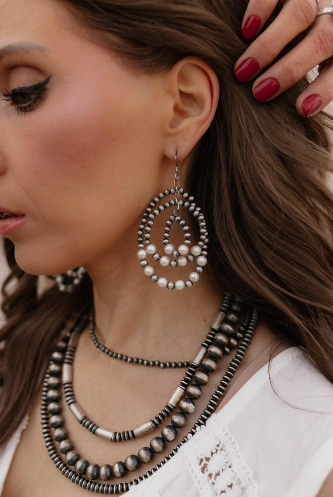Free Spirit Triple Layer Desert Pearl Hoop Earrings-Hoop Earrings-Krush Kandy, Women's Online Fashion Boutique Located in Phoenix, Arizona (Scottsdale Area)