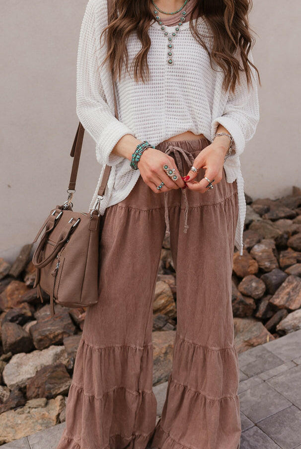 Rambling Rose Mineral Wash Flare LoungePants-Pants-Krush Kandy, Women's Online Fashion Boutique Located in Phoenix, Arizona (Scottsdale Area)