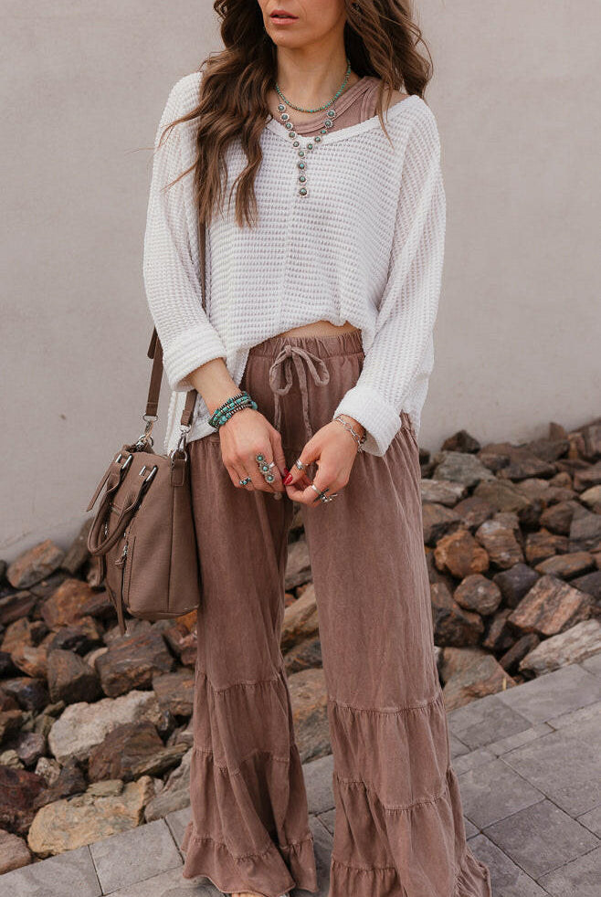 Rambling Rose Mineral Wash Flare LoungePants-Pants-Krush Kandy, Women's Online Fashion Boutique Located in Phoenix, Arizona (Scottsdale Area)