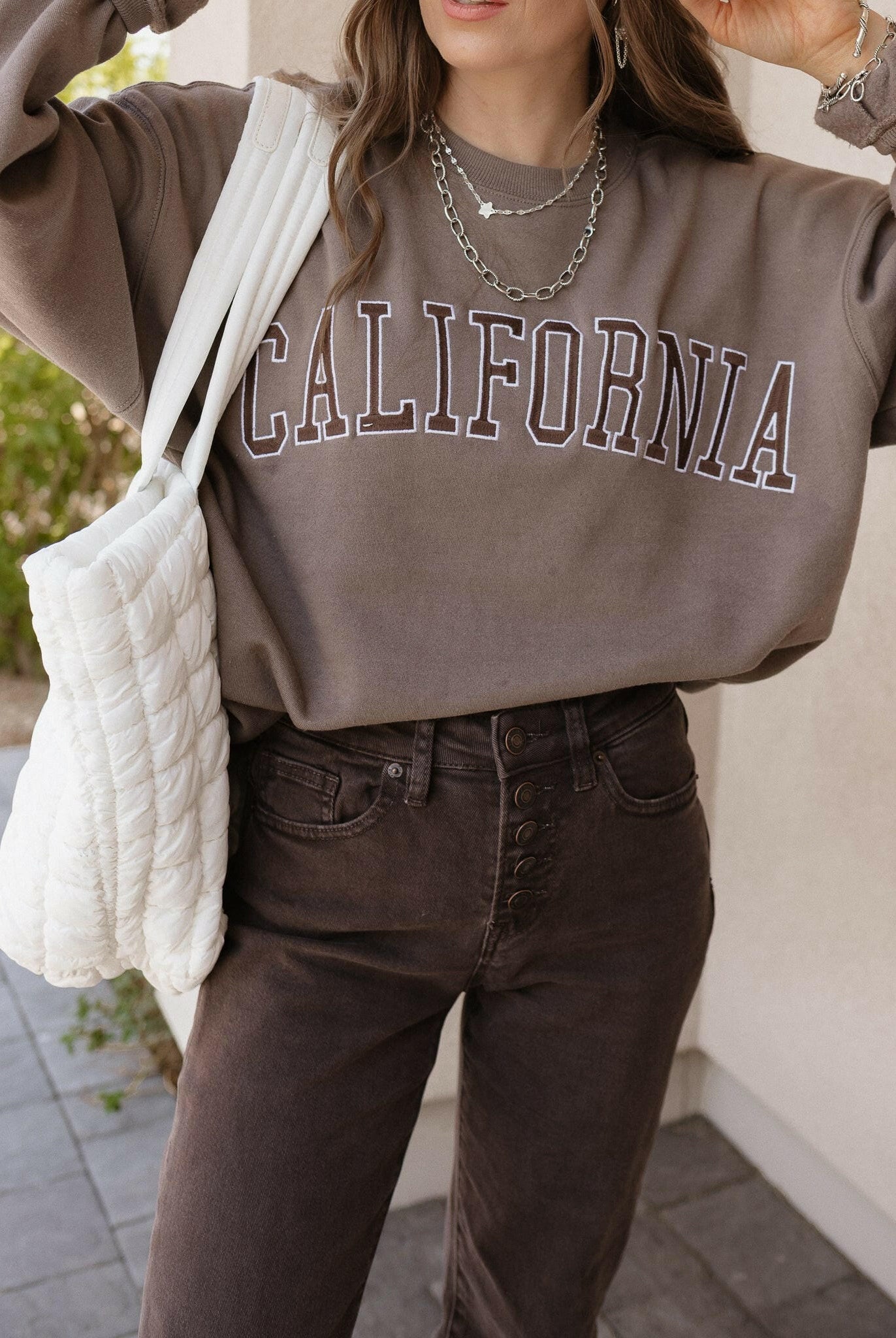 California Embroidered Crewneck-Sweatshirts-Krush Kandy, Women's Online Fashion Boutique Located in Phoenix, Arizona (Scottsdale Area)