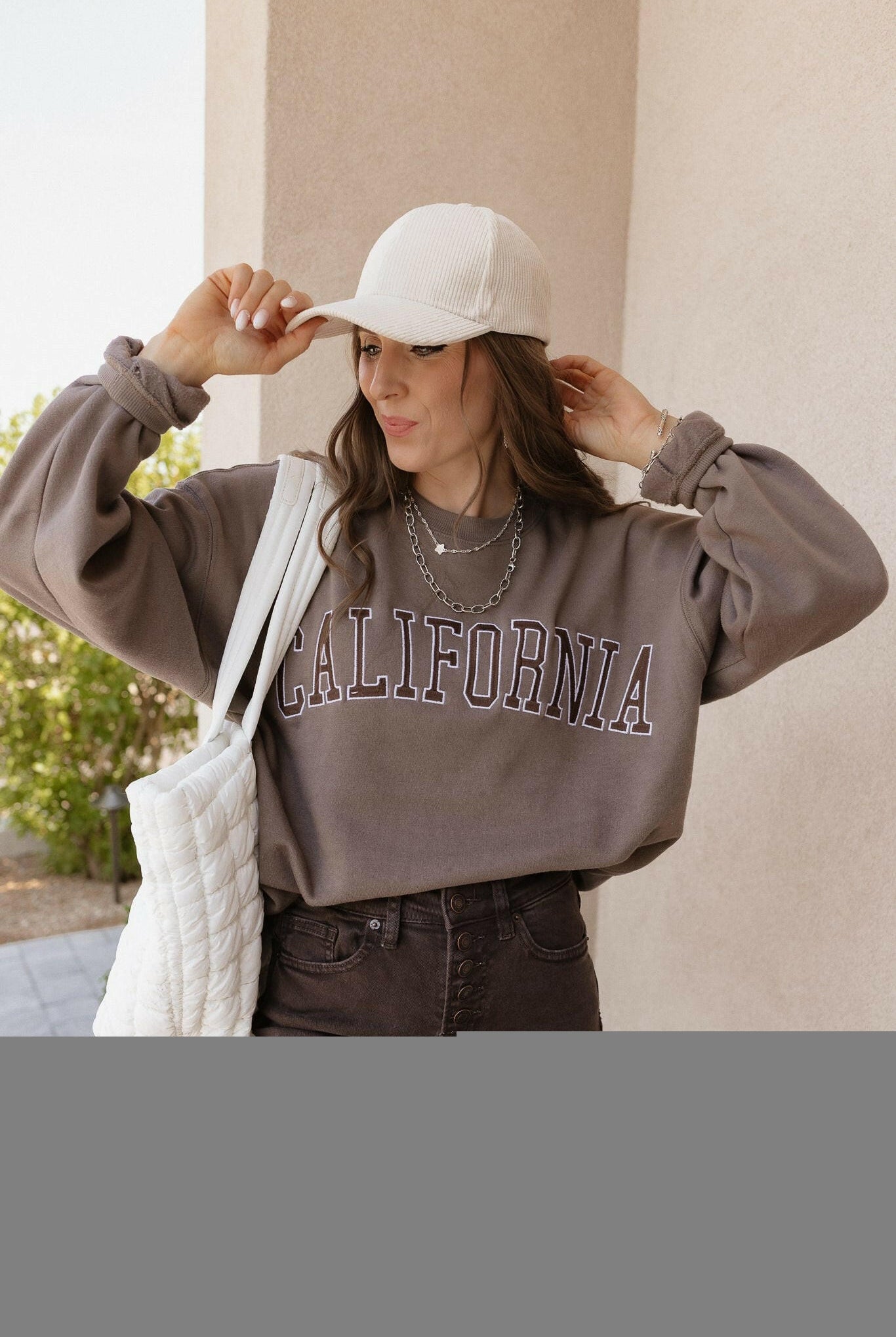 California Embroidered Crewneck-Sweatshirts-Krush Kandy, Women's Online Fashion Boutique Located in Phoenix, Arizona (Scottsdale Area)